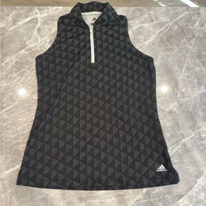 Adidas Black Geometric Zip Polo